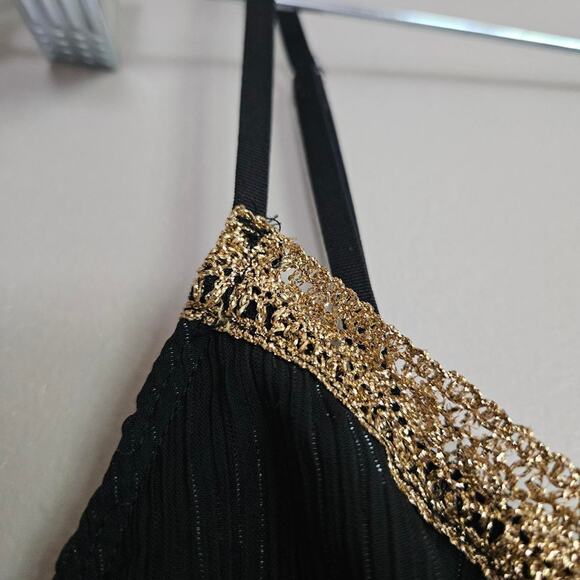 Meghan Noland LA Size XL Black Sheer Tank Top with Gold Trim - Picture 6 of 6
